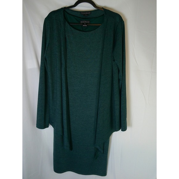 Jessica Howard Dresses & Skirts - Jessica Howard Womens Teal Green Heathered Knit Dress and Cardigan Set Size 10